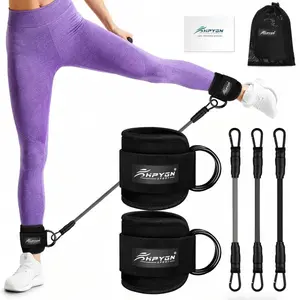 6 pcs Adjustable AnkleBands Resistance Bands for Women & Men ,Workout Equipment for Leg and Hip Training , AnkleStrap with Exercise Bands and TPE Band