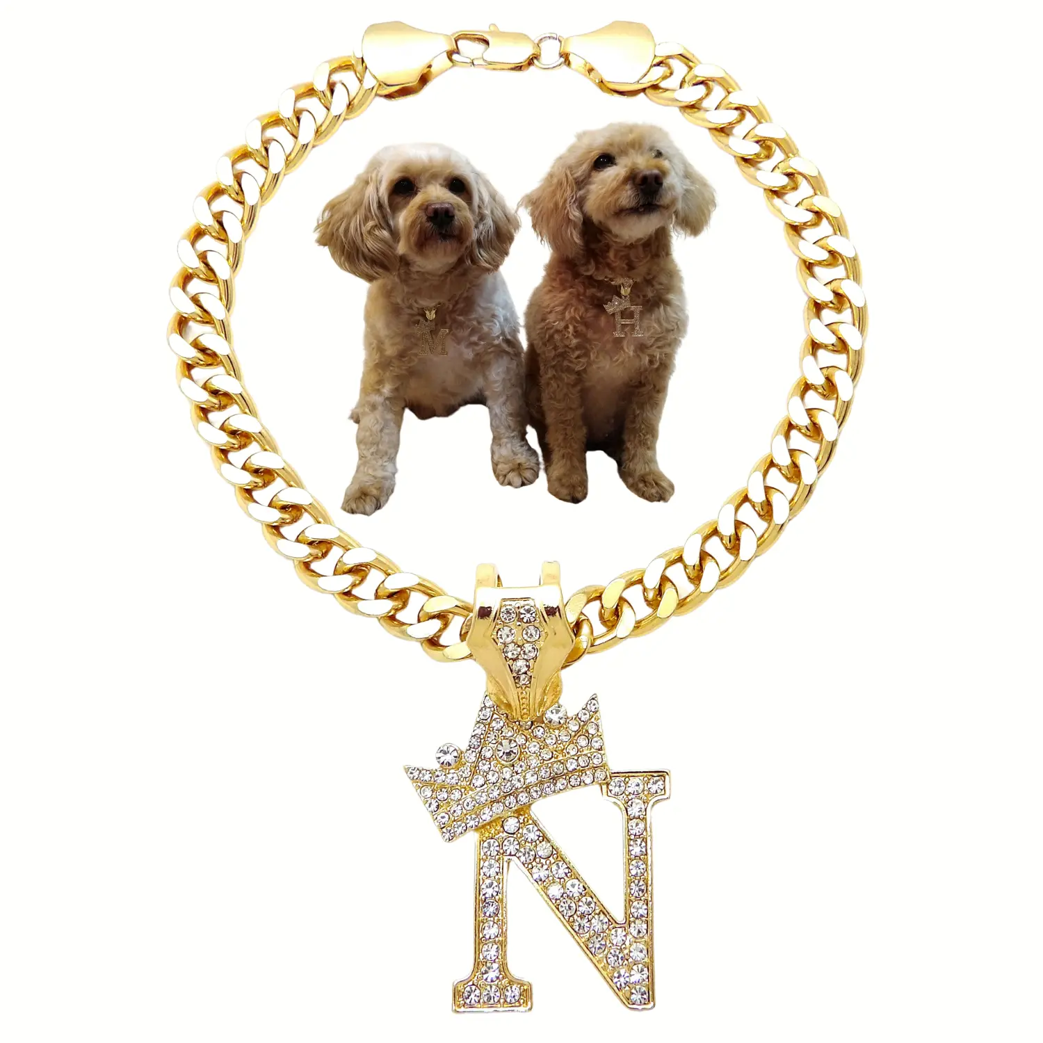 BA Unique Fashion Initial Letter "N" Cuban Chain Necklace for Dogs, Cats Pet Chain Fashion Necklace
