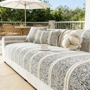 1 Piece Minimalist Sofa Cover, Herringbone Texture Design, Scratch-Resistant, Dustproof, Non-Slip, Stain-Resistant & Pet-Friendly Sofa Protector, Fits 1/2/3/4 Seater Sofas, All-Season Indoor/Outdoor Sofa Cover, Washable Sofa Slipcover