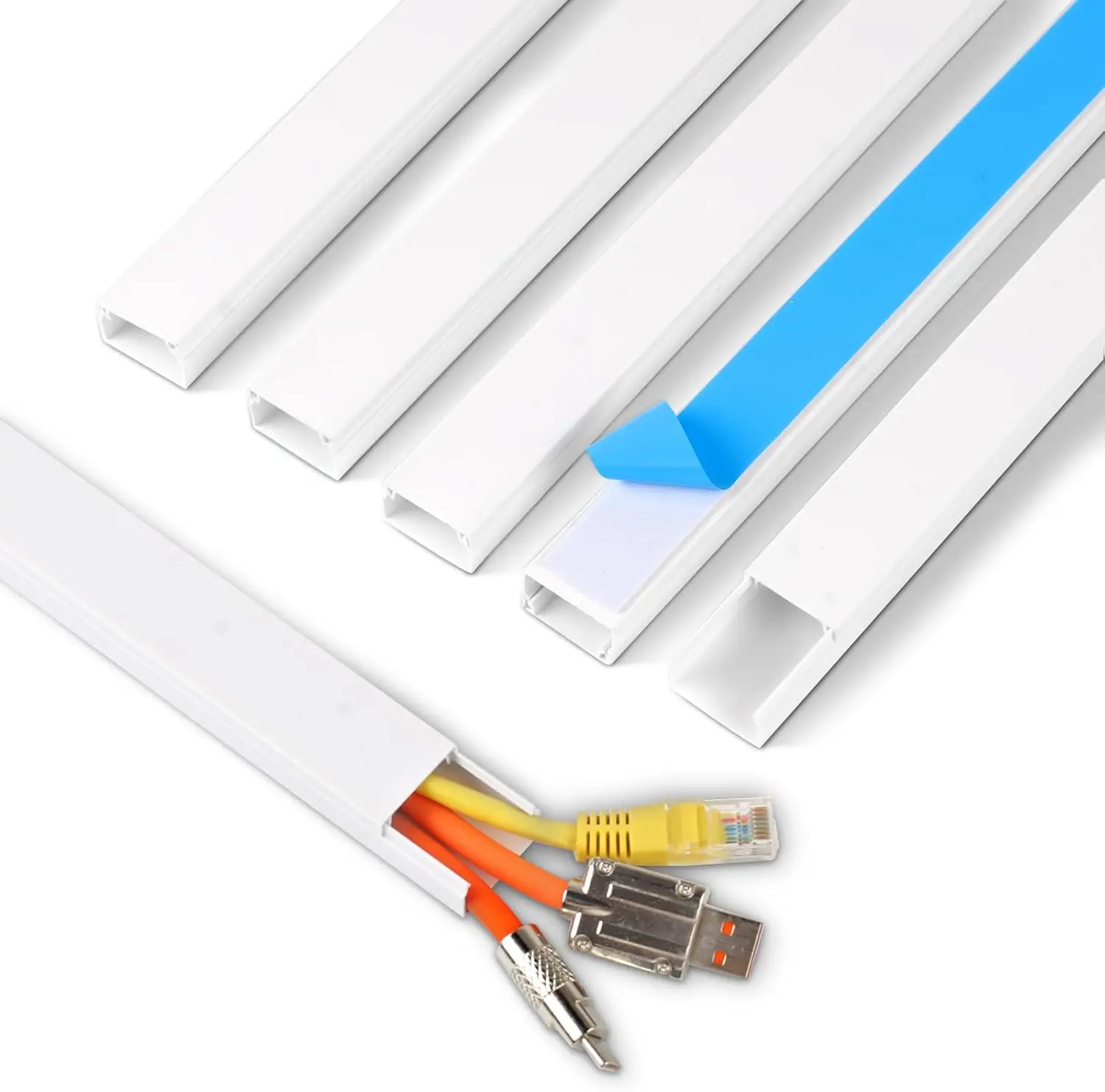 Cord Hider, 85.2in TV Cable Hider, Cord Covers for Wires on Wall, Self-Adhesive Wire Hider for TV on Wall Cable Management, 6 x L14.2 x W0.94x H0.55in - White