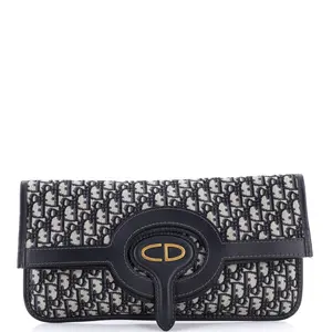 Pre-owned Dior Canvas Plain Clutches & Wristlets Christian Fold Over Clutch Oblique Canvas by Rebag