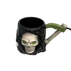 3D Skull Head Coffee Mug, Gothic Pirate Skeleton Beer Mug, Halloween Decorative Cup, Bar Accessory Gift