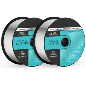 Flux Core Welding Wire, 0.035 +0.030 E71T-GS Gasless MIG Wire, Mild Steel MIG Welding Wire with Low Splatter, 2-Pound Spool, 2-Packs