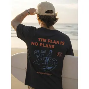 180gMen's Casual Beach Surfing Element Printed Short Sleeve T-Shirt, Suitable For Summer, Comfortable & Breathable, Leading Fashion