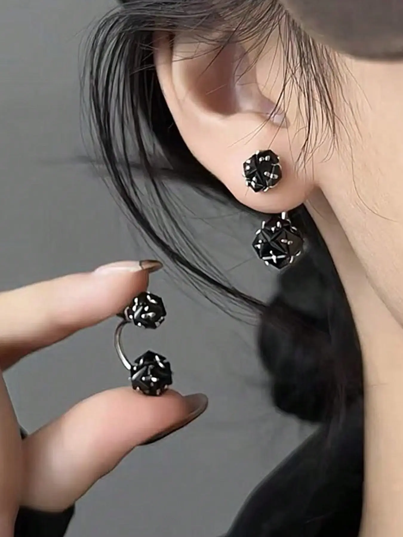 Fashion Vintage Cold-Shoulder Zircon Ball Set, Rhodium Plated Design, Elegant Jewelry Gift for Women & Girls, Studs Earrings