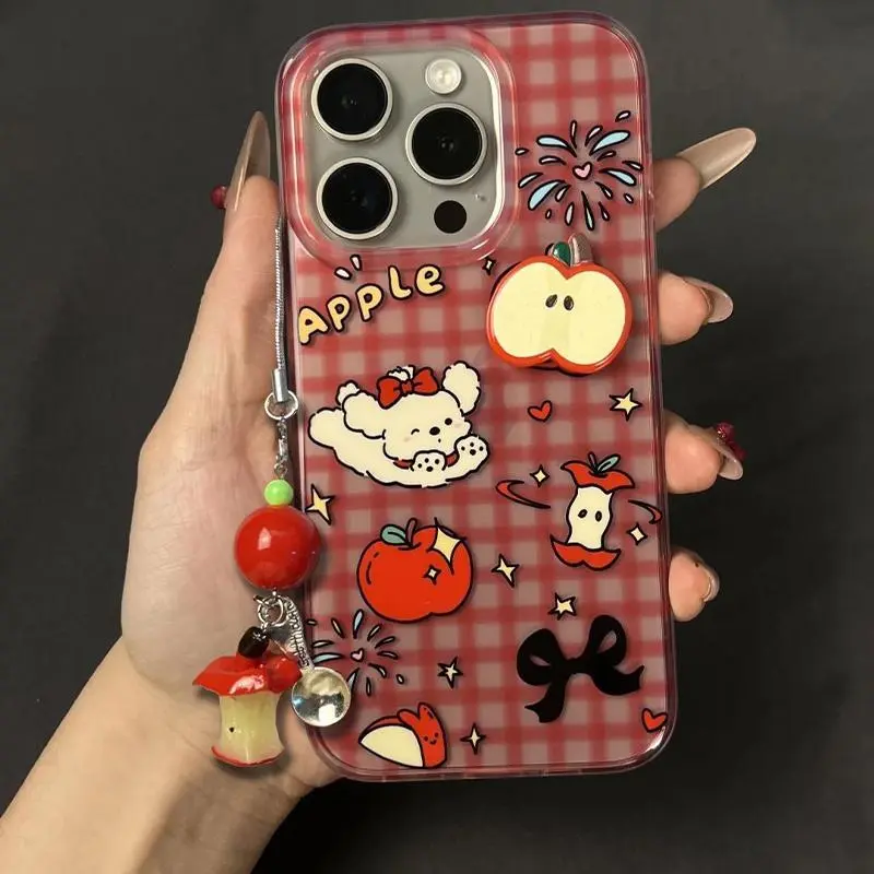 Cute Cartoon Pattern Protective Durable Phone Case with Lanyard, Camera Cover, Decorative Phone Protector Cover, Phone Accessories Compatible with iPhone 11 12 13 14 15 16 Pro Max/Pro/Plus, Protective Cellphone Casing, Decorative Smartphone Protector