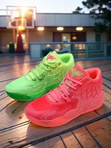 Unisex Basketball Shoes, Sporty Lace Up Non-slip Basketball Shoes, Breathable Comfortable Sports Shoes for Men & Women, Track Shoes, Workout Sneakers, Stylish Basketball Shoes