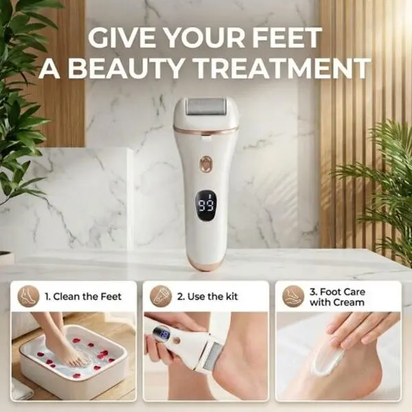 17-in-1 Electric Professional Pedicure & Manicure Kit - Electric Foot Callus Remover with 3 Quartz Rollers, Clear LED Display, Cuticle Trimmer & Nail Care Accessories
