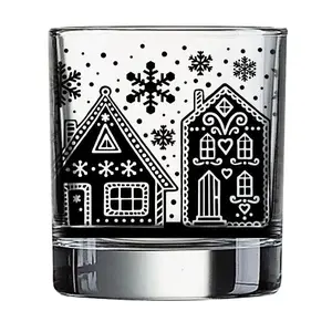 BarConic Christmas Collection Glassware - Gingerbread Town - 10 ounce