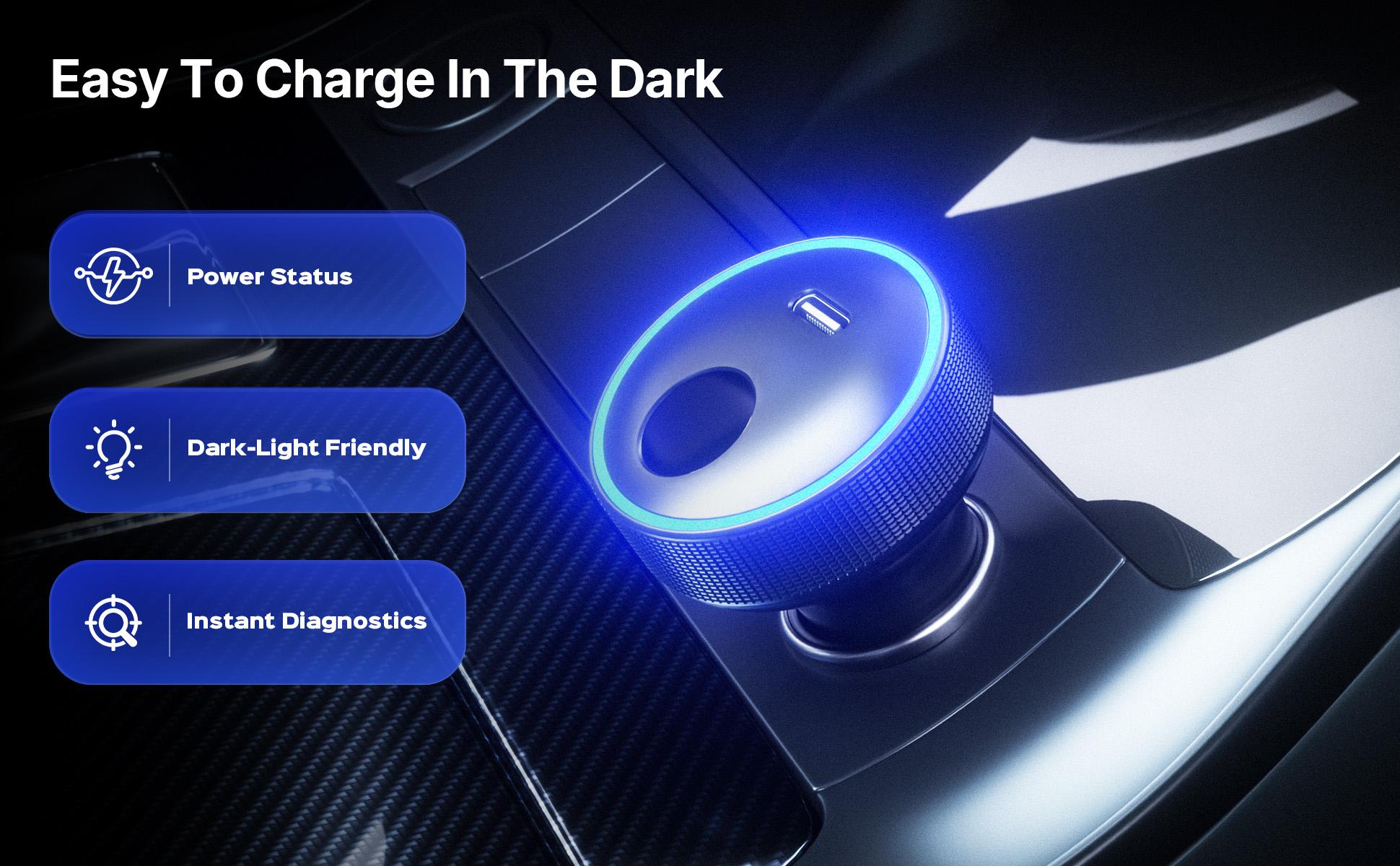 Starlink Mini Car Adapter 12V/24V to 30V DC Step-Up Converter, 30W USB-C Car Charger with Blue Indicator Light, Starlink Mini Accessories