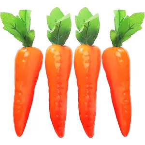 4 Pcs Lifelike Faux Simulation Plastic Artificial Vegetable Carrots Decor for Home Kitchen Party Decoration