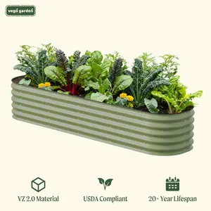 Vego Garden 17" Tall 9 in 1 8ft X 2ft Metal Raised Planter Bed for Vegetables Flowers Ground Planter Classic Design Easy Access Vego Garden 17" Tall 9 in 1 8ft X 2ft Metal Raised Planter Bed for Vegetables Flowers Ground Planter Classic Design Easy Access