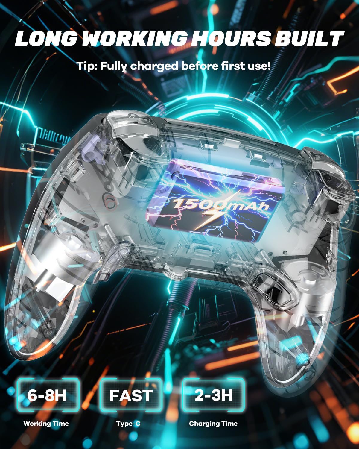 Wireless PS5 Pro Hall Controller with Hall Effect No Stick Drift Linear Triggers 7-Zone RGB Lighting Dual Vibration Turbo Macro-Programmable Buttons 1500mAh Battery & Audio Jack