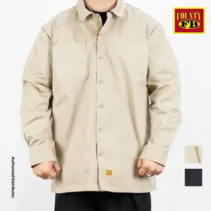 FB County Men's Kackies Long Sleeves Work Shirt FBCOUNTY Work Uniform Formal Work Shirts Mechanics 2 Pockets Cotton Casual Hip Hop Harem