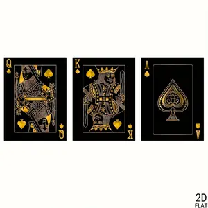 2D Flat Painting, 3-Piece Modern Art Playing Card Poster Set, Including King, Queen, and Ace Cards. Perfect for Decorating Bedrooms, Living Rooms, Kitchens, and Hallways. An Excellent Gift Choice for Wall Decoration and Autumn Decorations, Frameless