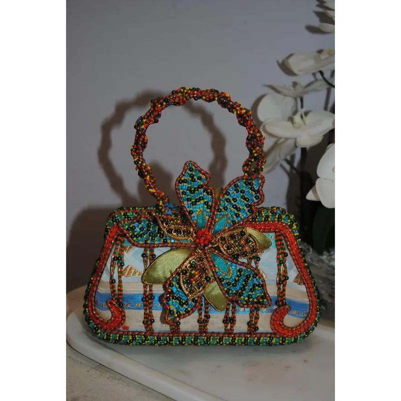 Mary Frances Belt Necklace Boho Beaded Flowers Adjustable Link Vintage 90s Mary Frances Belt Necklace Boho Beaded Flowers Adjustable  main image 4