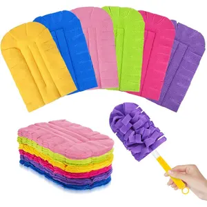 12 count Fleece  Duster Refills for Swiffer, Washable Heavy Duty Duster Pads, 360 Cleaning Pads for Fan, Window, Furniture, Floor(Include 1 Handle)