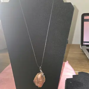 raw wire wrapped mangano calcite pendant