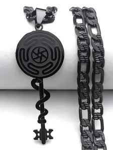 Creative Hekate Wheel Snake Key Design Pendant Necklace, Stainless Steel Chain Gothic Mystery Jewelry for Party, Daily Clothing Decor, Trendy All-match & Exquisite Jewelry for Birthday Gift