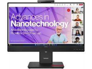 Lenovo ThinkVision T24-4v 23.8" Full HD IPS Monitor, 120Hz, Webcam, USB-C, Built-in Speakers, USB Hub, Ergonomic Stand, DisplayPort, HDMI & VGA, Eclipse Black