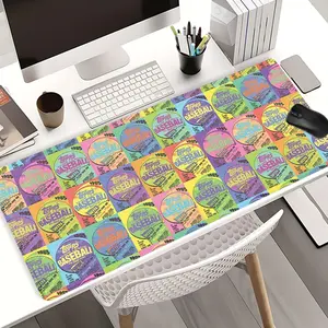 Baseball Card Collage Pattern Mouse Pads Extra Large Desk Mat, Non-Slip Rubber Base & Stitched Edge, Colorful Home/Office Decor for Sports Fans
