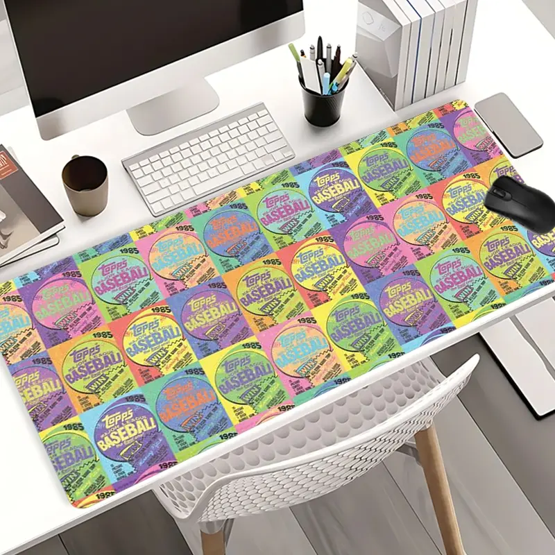 Baseball Card Collage Pattern Mouse Pads Extra Large Gaming Desk Mat, Non-Slip Rubber Base & Stitched Edge, Colorful Home/Office Decor for Sports Fans, Mousepad