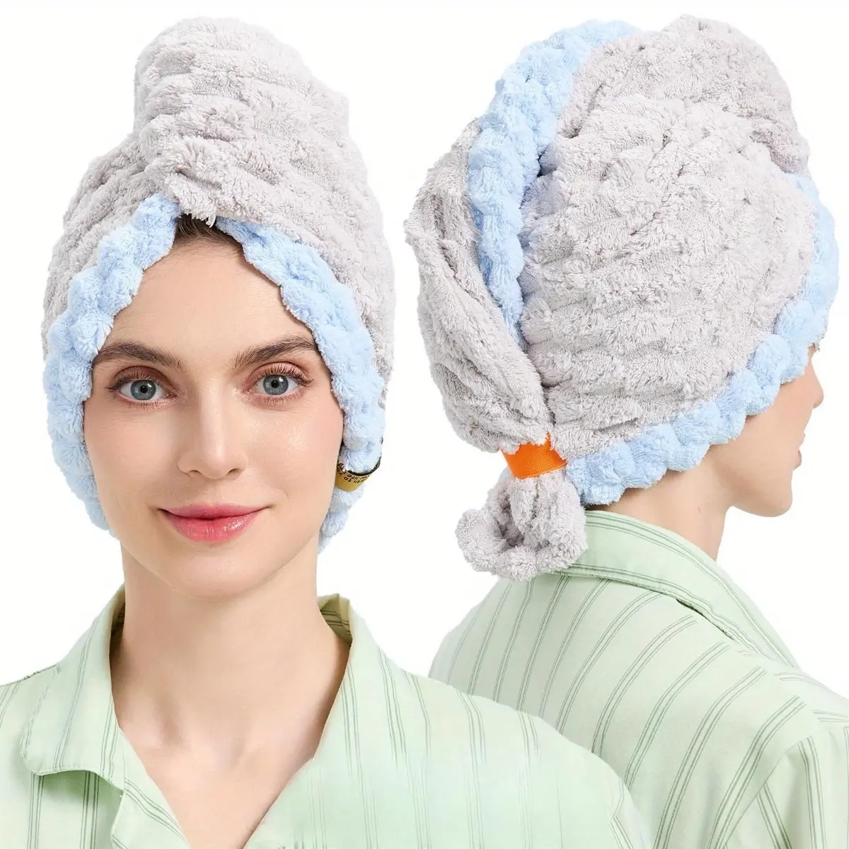 Female Microfibre Hair Drying Twist Bath Towel Cap - Soft, Thick, Lightweight, Quick-Dry, Ultra-Absorbent, Breathable, Unscented - for Long & Thick Curly Hair (1pc) Bathroom Absorbing Bath Towel