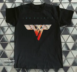 Van Halen Logo Rock Band Heavy Cotton Black T-Shirt Size S-6XL, All Colors, Gift for Women Men, Made In USA, US Size S-6XL, 100% cotton, Classic Fit, Unisex T-Shirt