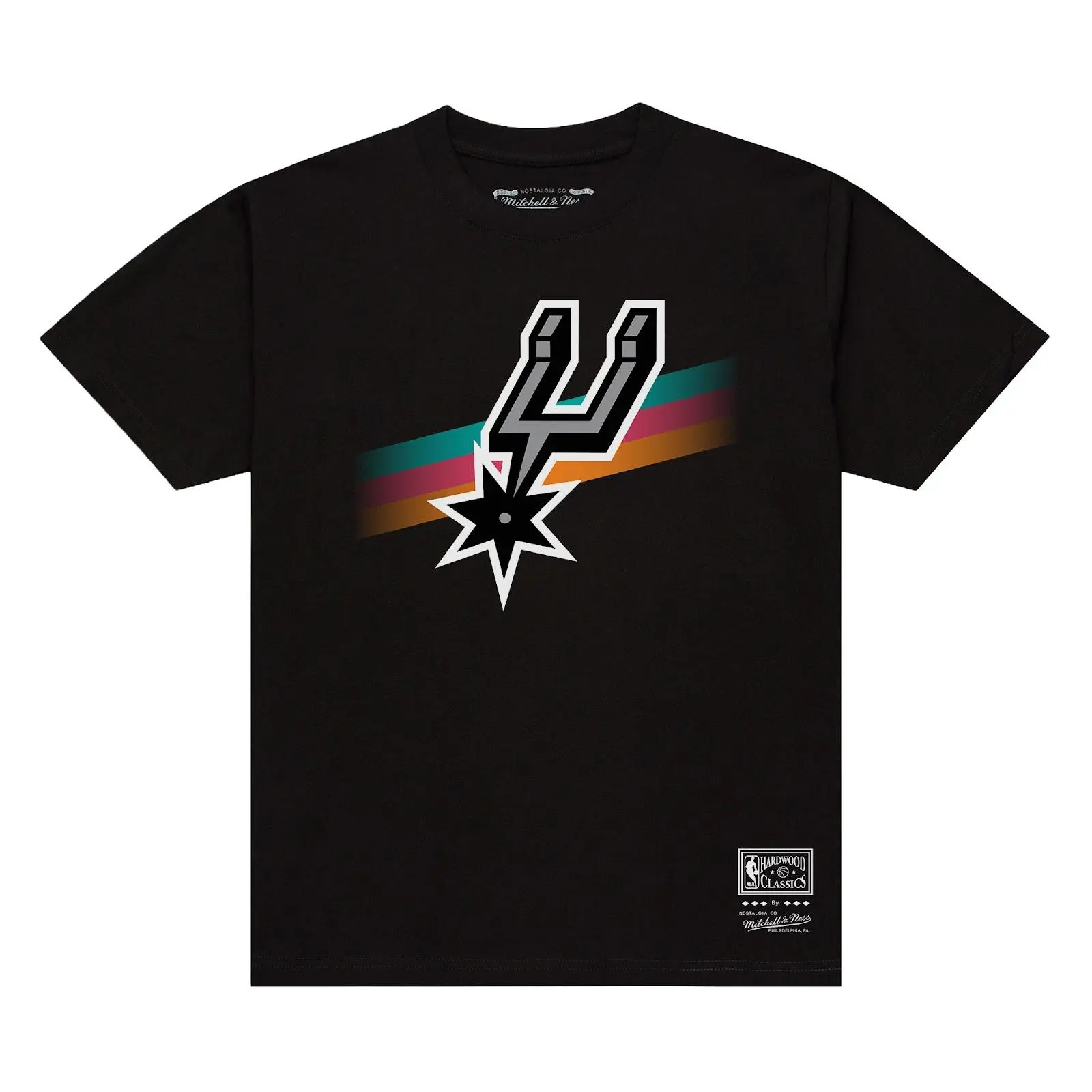 San Antonio Spurs Black Stripe T-Shirt NBA Throwback Tee Graphic Vintage Fan Gear Mitchell & Ness