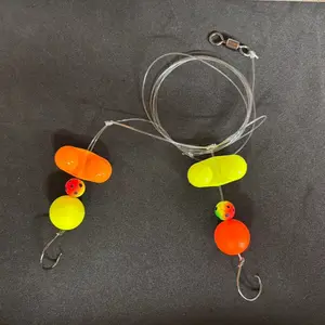 Pompano Rigs with Rattles for Fishing - Brigh colored  Beads for Enhanced Visibility - Durable Fishing Hooks Included. Message is you want a different size hook.