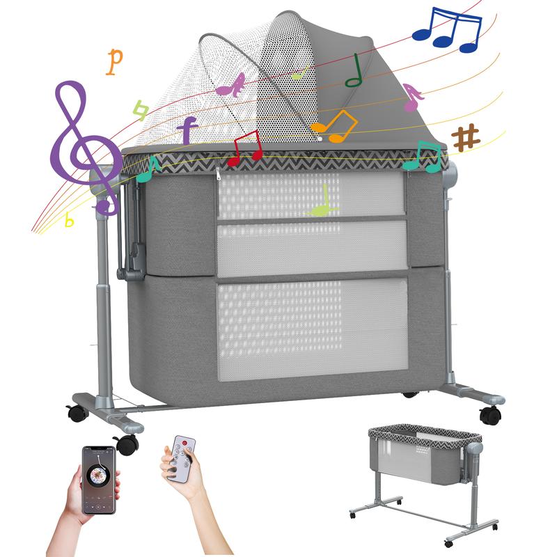 Electric Rocking Bassinet for Baby, 4 and 1 Baby Bedside Bassinets with ...