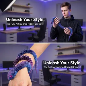 1pc 3D Printed Articulated Snake Fidget Toy, Flexible Bendable Wrist Dragon, Stress Relief Desk Toy for Kids & Adults