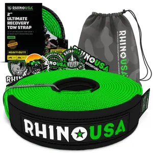 Rhino USA Ultimate Recovery Tow Strap 2" x 20' - 20,024lb Break Strength, Durable Recovery Strap, Weather Resistant, Lifetime Warranty