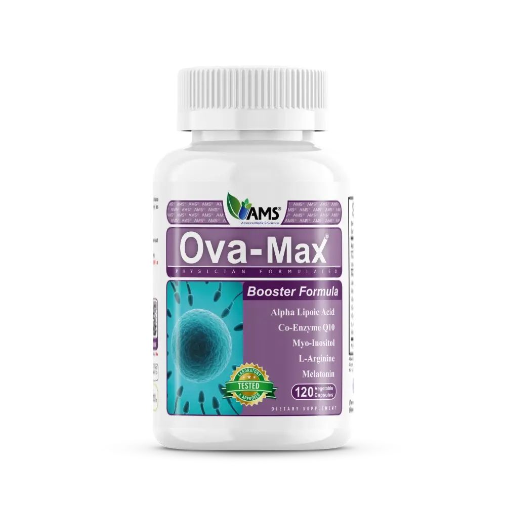 America Medic & Science OVA-Max Women's Prenatal Dietary Vitamin Supplement, 120 Capsules with CoQ10, Folic Acid, Myo-Inositol, Healthy Vitamins & Minerals for Ovarian Support, Hormonal Balance
