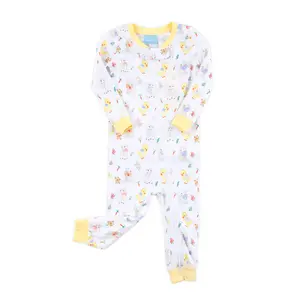 Bunny & Friends Yellow Zip Sleeper - Sweet Easter Pajamas for Baby