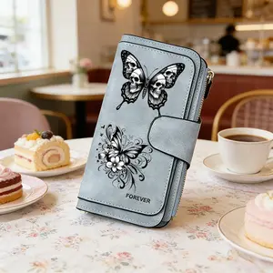 1pc Butterfly pattern women's long wallet, multi-functional wallet, portable snap coin purse, birthday gift and daily commuting essential, perfect holiday gift, suitable for outdoor, travel and family use, 3.10CYJ-5