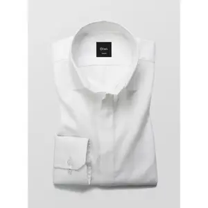 Egyptian White Twill Hidden Placket Shirt