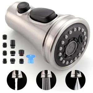 Kitchen Faucet    - Pull Down Faucet Sprayer  with 15 Adapters, 3-Function Kitchen Sink Faucet ,  Pull Out Faucet , Brushed Nickel