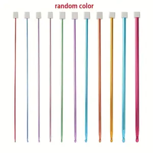 11pcs Tunisian-Afghan Smooth Tunisian Crochet Set, Multi-Colored Aluminum Crochet Hooks for Tunisian Crochet, Sizes 2-8mm