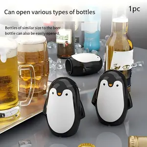 Penguin Bottle Opener, Portable Press-Down Opener, Magnetic Top Pop-Up, Fits Most Beer and Drink Closures, Ideal for Home Bar, Camping, Parties