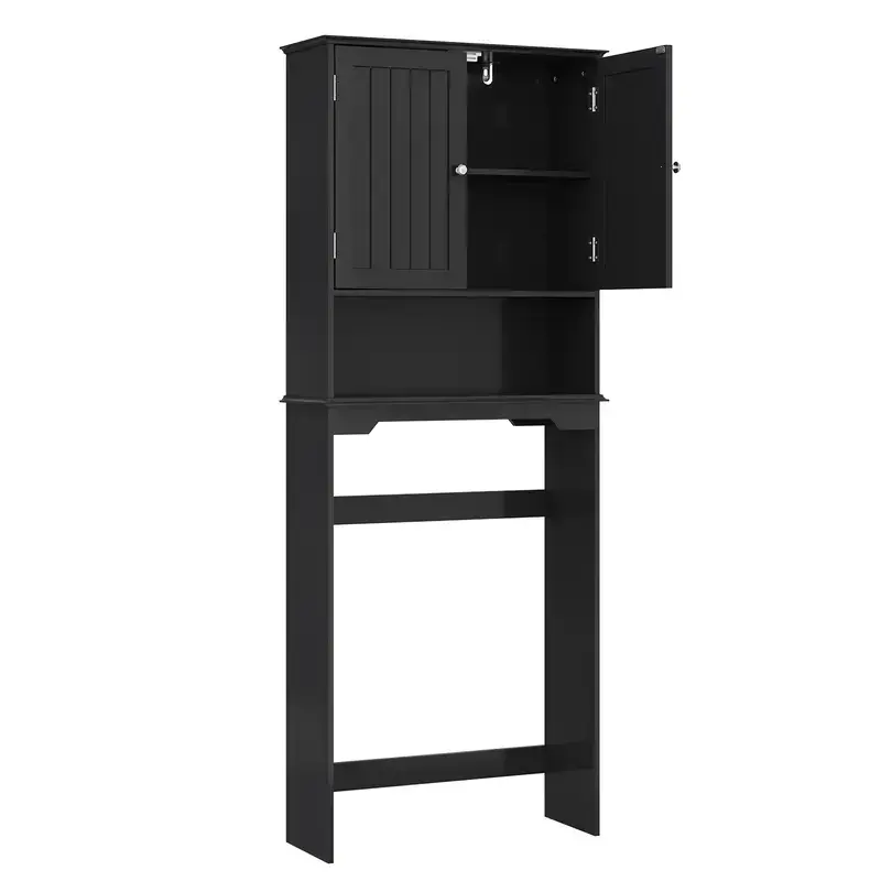 Over the Toilet Storage Cabinet, Space-Saving Bathroom Storage with Double Doors and Adjustable Shelf, Freestanding Toilet Rack for Small Bathroom