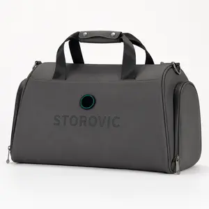 STOROVIC 32L Gym Duffel Bag with Shoe Compartment, Waterproof Carry-On Travel Bag for Men & Women, LED Light, Cold Plasma Odor Control, Premium Microfiber Sports Bag for Fitness, Weekend & Work
