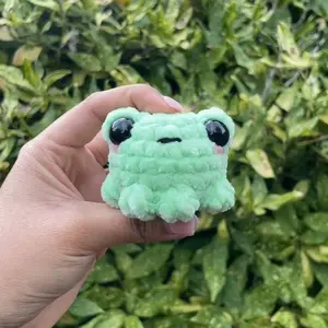 Frog crochet plushie sitting down stuff animal handmade