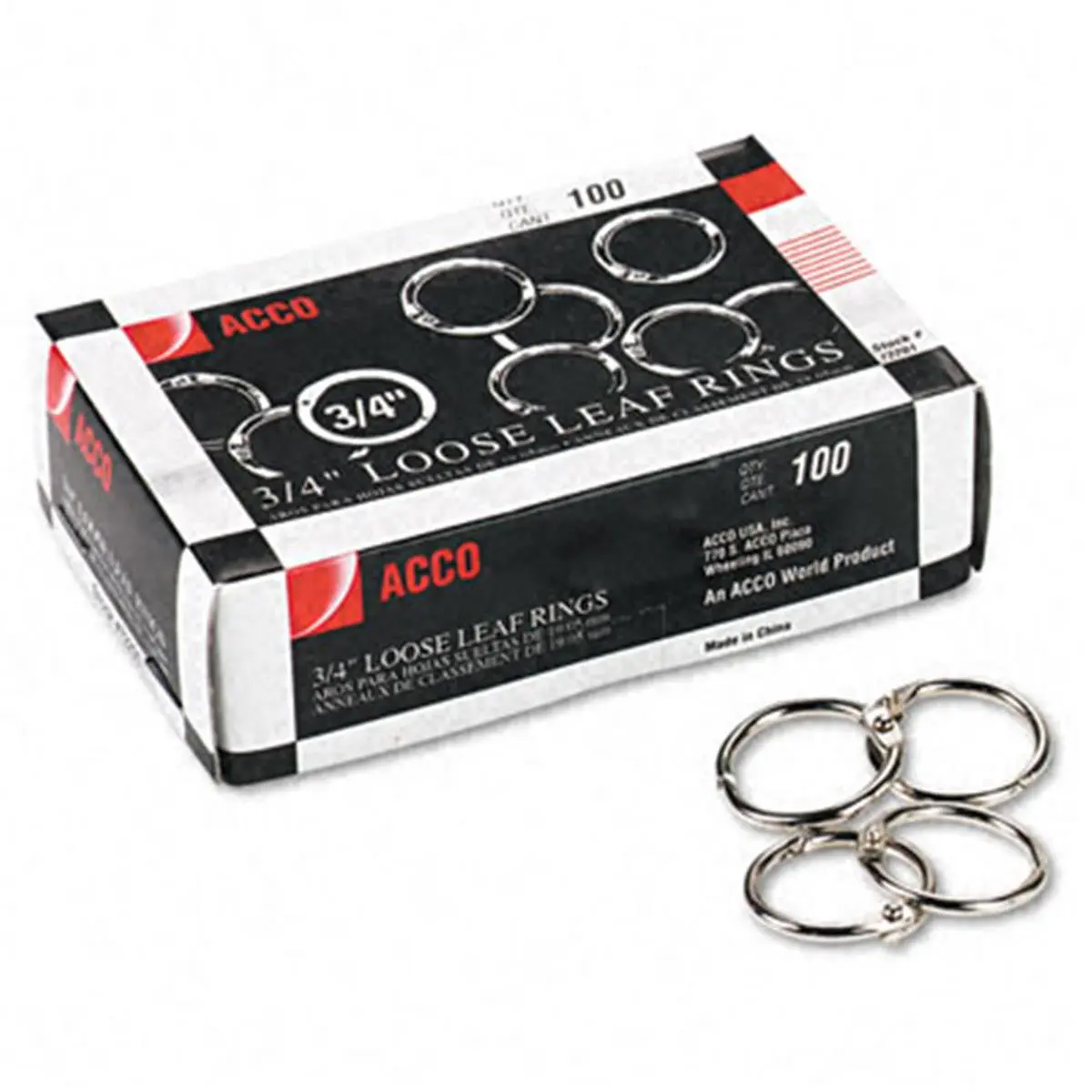 212 MAIN Tough Steel Locking Book Rings, 3/4 in Ring Size, 100 per Box, Metallic, Easy to Operate, Extra Security Locking Position, Heavy-Use Compatible, Office Stationery & Supplies