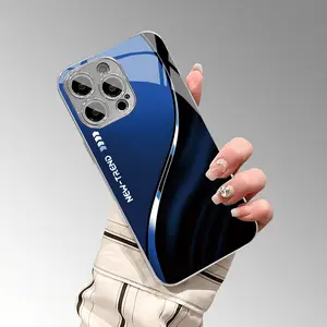 Blue and black striped pattern design, creative phone case with lens protection, suitable for iPhone 17 16 15 14 13 12 11 pro max, is a very good gift