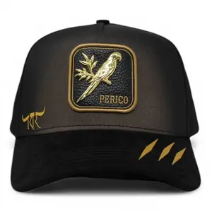 Gorra Negra con Parche de Piel Perico en 3D- King Ranch