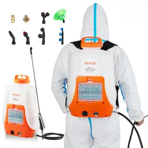 VEVOR Battery Powered Backpack Sprayer, 0-90 PSI Adjustable Pressure, 4 Gallon Tank, Back Pack Sprayer with 8 Nozzles and 2 Wands, 12V 8Ah Battery, Wide Mouth Lid for Weeding, Spraying, Cleaning, 4-Gallon Size, Adjustable Spray