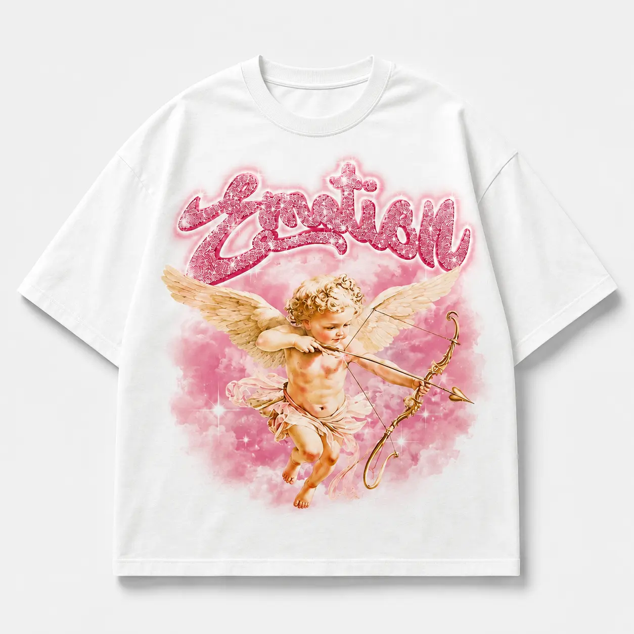 Unisex Cupid Angel Graphic T-Shirt, Pink Y2K Aesthetic Tee, Vintage Romantic Angel Print Short Sleeve Shirt, Coquette Streetwear Top, Cute Casual Summer Outfit, Gift for Women