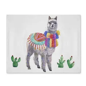 Begin Home Decor CPPM1418UNOB6V 14 x 18 in. Traditional Peruvian Lama Ethnic Gray Polyester Placemat