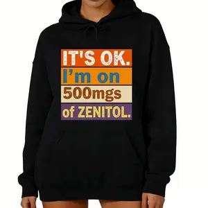 Casual Calm Mood Hoodie – 500mg Zenitol Stress Relief Long Sleeve with Funny Quote